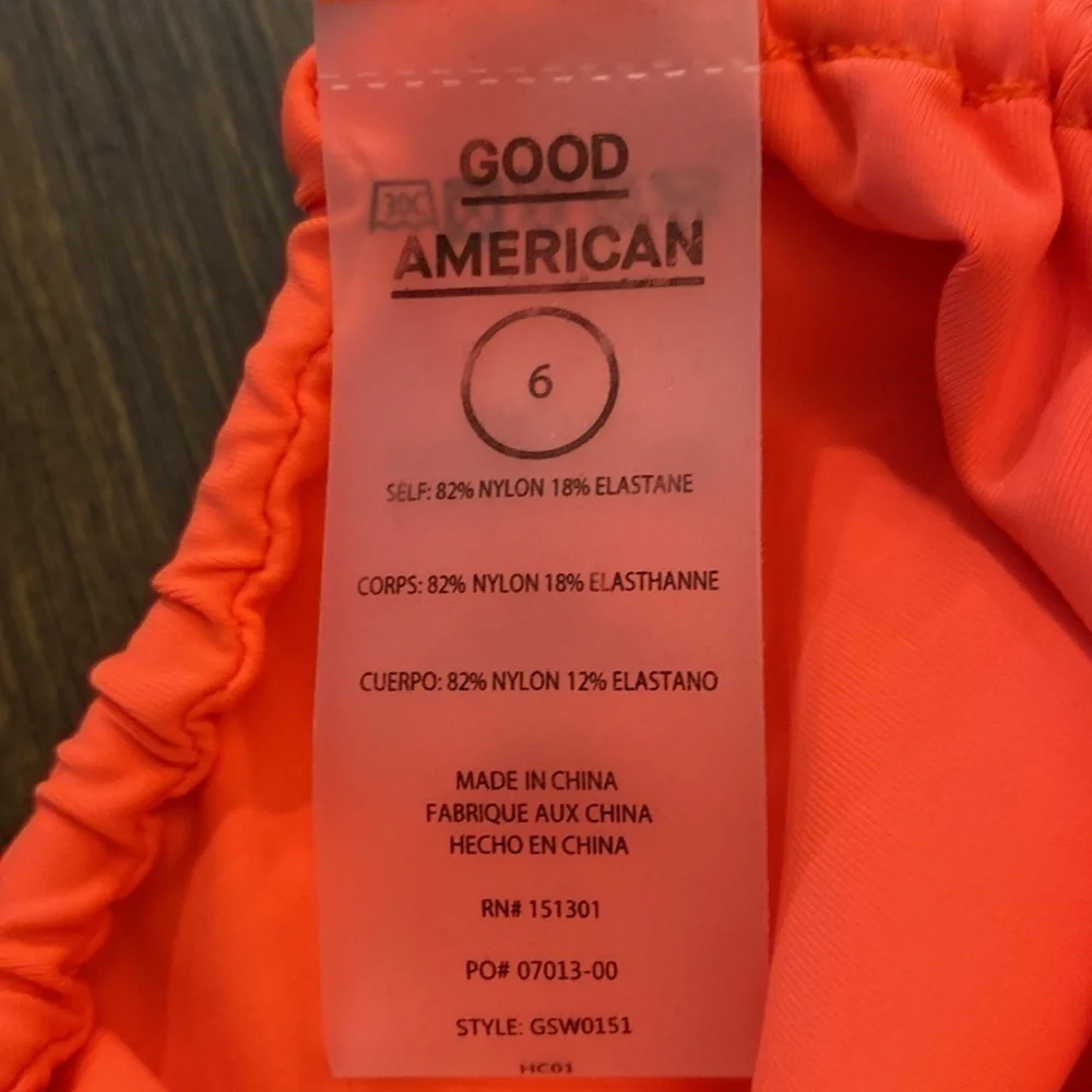 Good American highcut full coverage bikini bottom- hot coral NWT Sz 6 - Picture 5 of 5